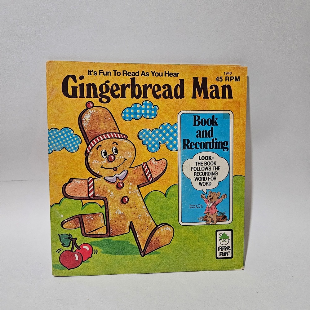 Vintage Peter Pan The Gingerbread Man Book and Record 45 RPM 1940 1981